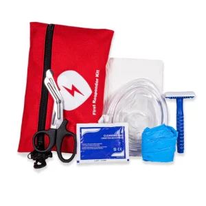 CPR/AED Rescue Kit with CPR Mask in Red Nylon Pouch